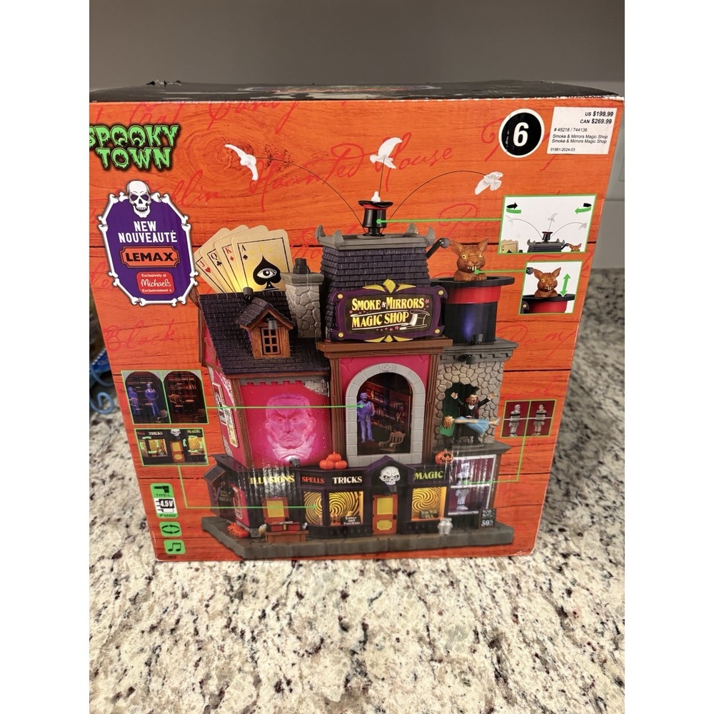 Lemax Halloween Village Medium Smoke & Mirrors Magic Shop 45218 Illuminated